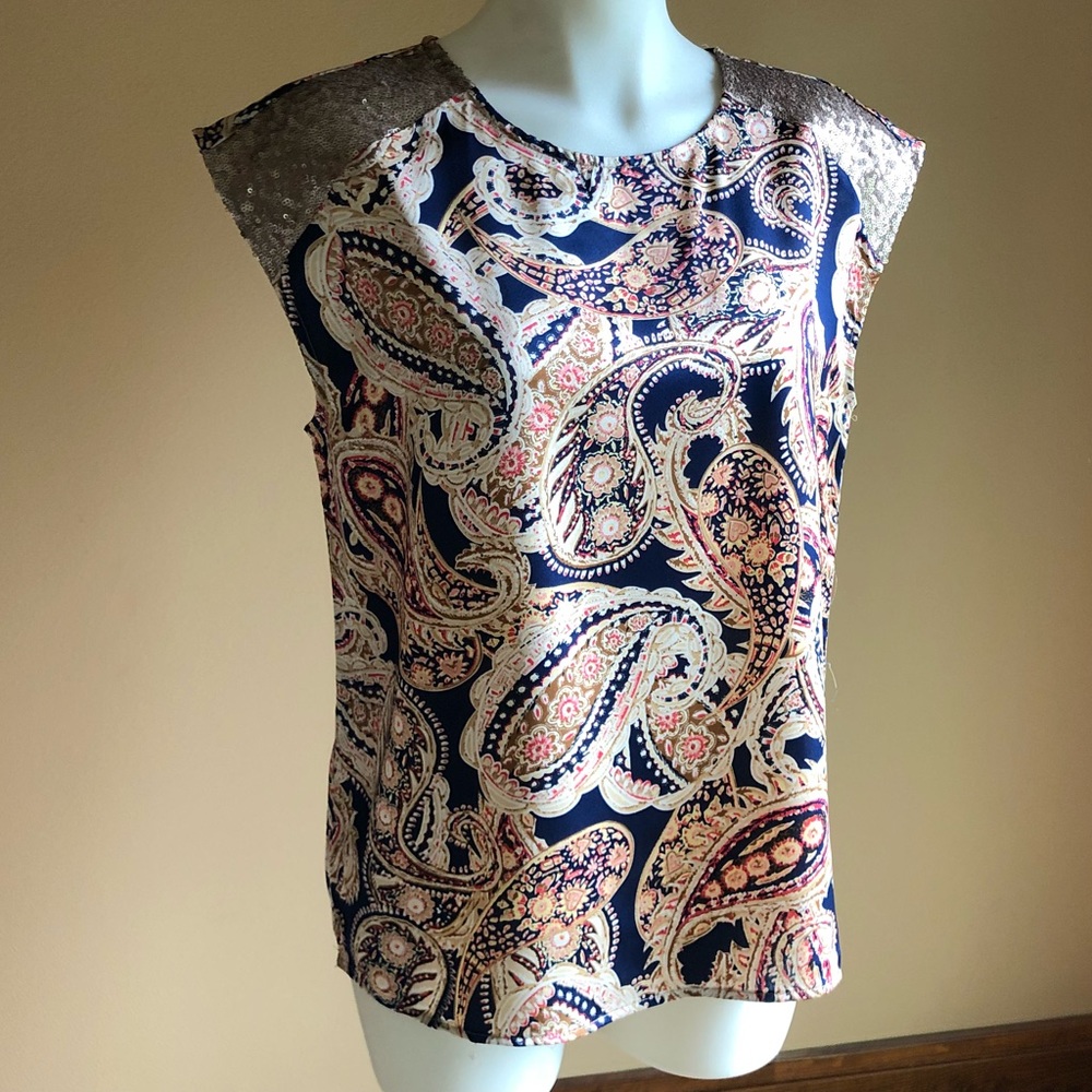 Silky Paisley Sleeveless Blouse